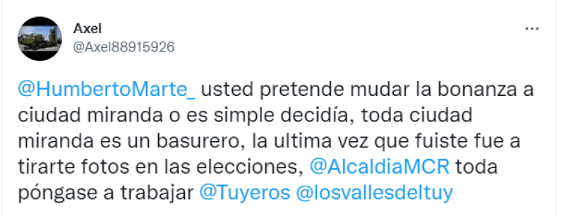 Comentario en redes sociales